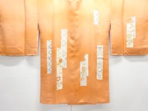 未使用品　短冊に草花模様刺繍絵羽道行コート
